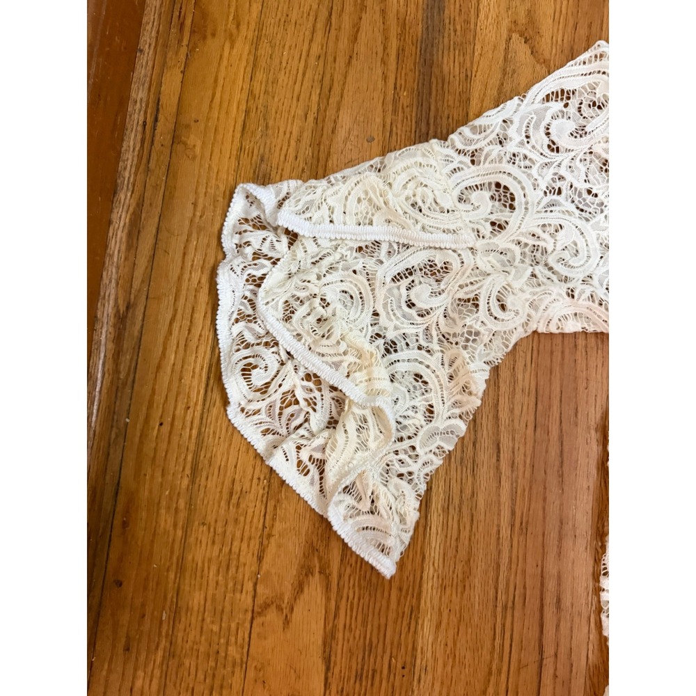 Ivory Lace Blouse Lined L/XL 3/4 Bell Sleeve Festival Cottage Whimsigoth Tunic - Picture 5 of 10